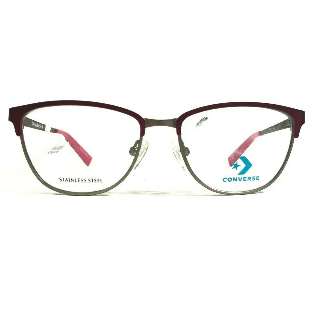 Converse Girls Eyeglasses Frames K201 PINK Grey Round Cat Eye Full Rim 46-14-125